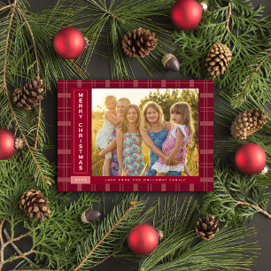 Red Plaid Sidebar Holiday Card