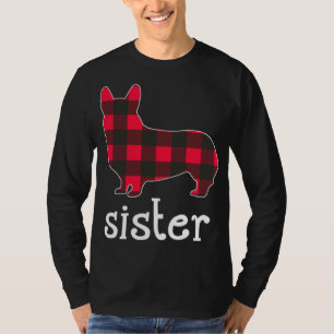 Red Plaid Sister Corgi Christmas Matching Family P T-Shirt