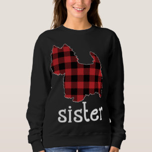 Red Plaid Sister Westie Christmas Dad Matching Fam Sweatshirt