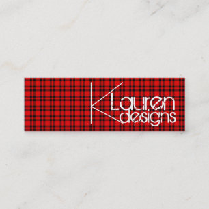 red plaid skinny business card