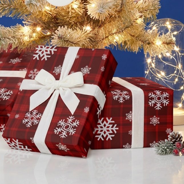 Red Plaid Snowflake Christmas Wrapping Paper (Creator Uploaded)