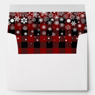 Red plaid snowflakes christmas stationery envelope