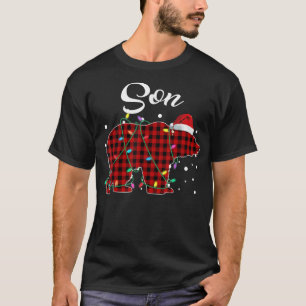 Red Plaid Son Bear Matching Buffalo Pajama T-Shirt