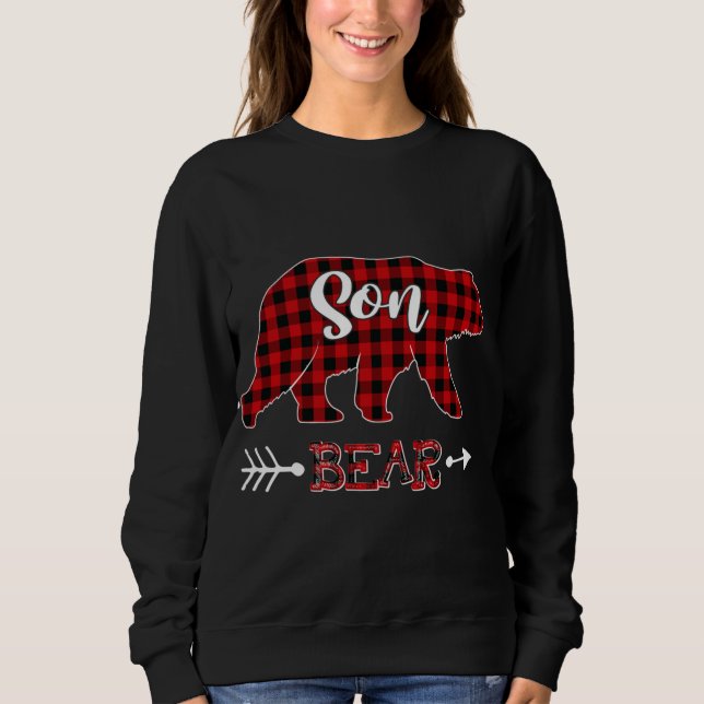 Red Plaid Son Bear Shirt Matching Pajama Family Bu (Front)