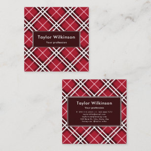 Red Plaid Square Business Card