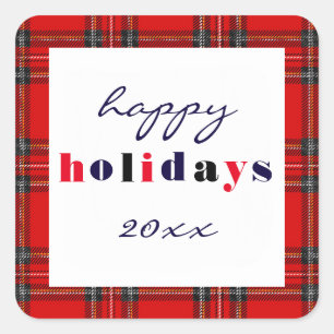 Red Plaid - Square Sticker