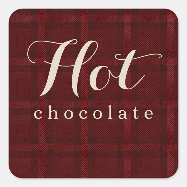 Red Plaid | Sticker for DIY Hot Chocolate Gift (Front)