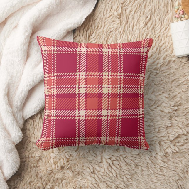 Red Plaid Tartan Cushion (Blanket)