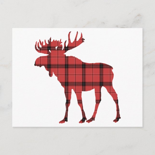 Red Plaid Tartan Pattern Christmas Holiday Moose (Front)