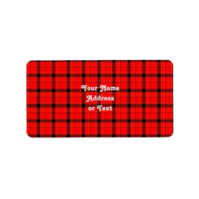 Red Plaid Tartan Pattern Label (Front)
