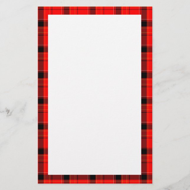Red Plaid Tartan Pattern Stationery (Front)