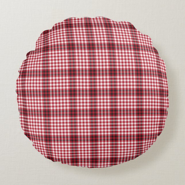 Red plaid tartan seamless pattern round cushion (Front)