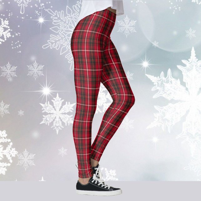 Red Plaid Tartan Yoga Christmas Holiday Running Leggings (Creator Uploaded)