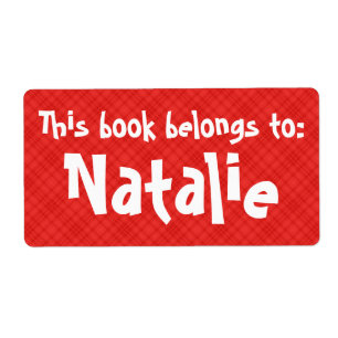 Red Plaid "This Book Belongs To" Label