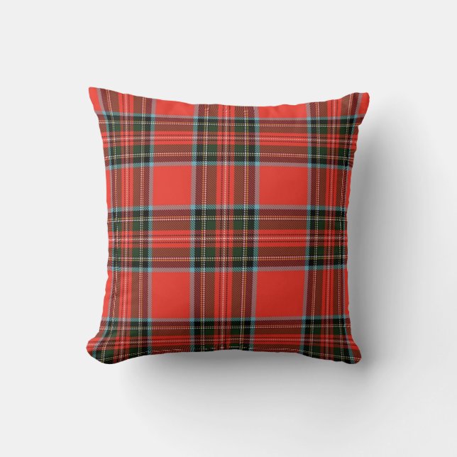 Red Plaid  Throw Pillow (Front)