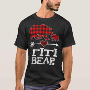Red Plaid Titi Bear One Cub Matching Buffalo Pajam T-Shirt