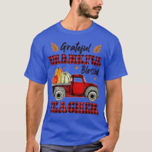 Red Plaid Truck Teacher Thankful Grateful Blessed T-Shirt