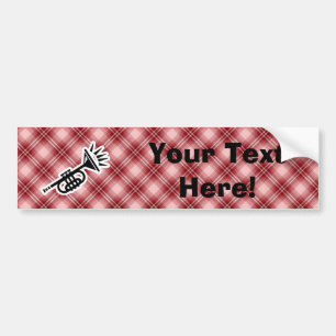 Red Plaid Trumpet Bumper Sticker