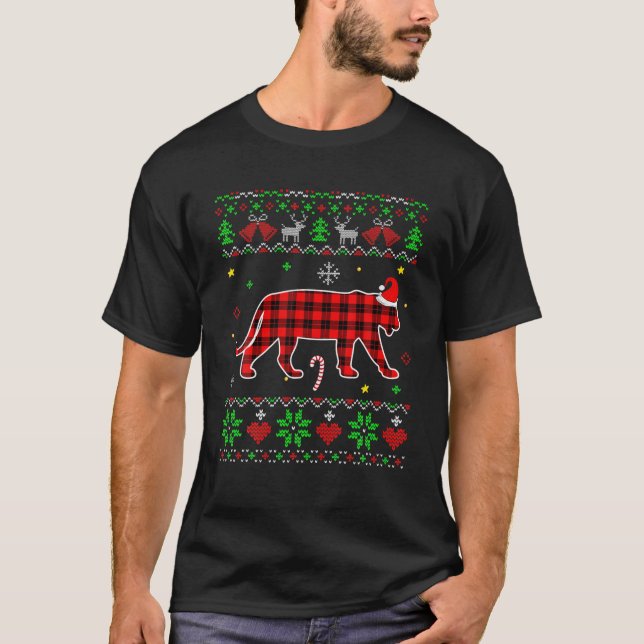Red Plaid Ugly Sweater Christmas Animals Mosquito (Front)