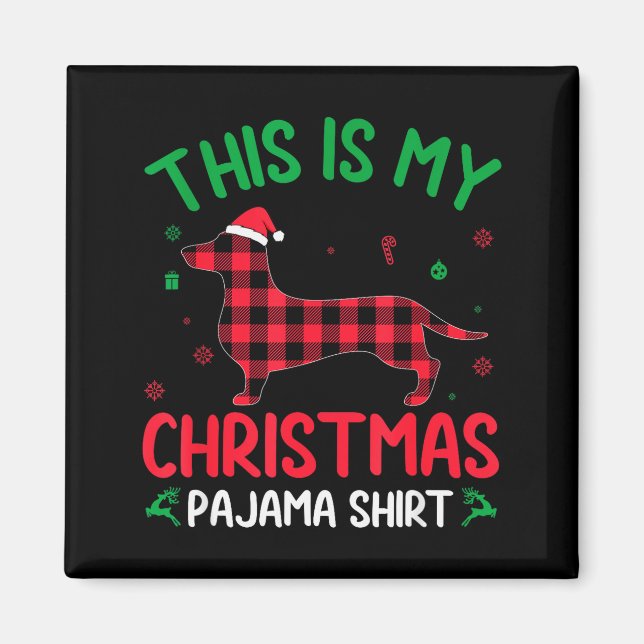Red Plaid Ugly This Is My Dachshund Dog Christmas  Magnet (Front)