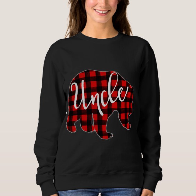Red Plaid Uncle Bear Matching Family Christmas Eve Sweatshirt (Front)