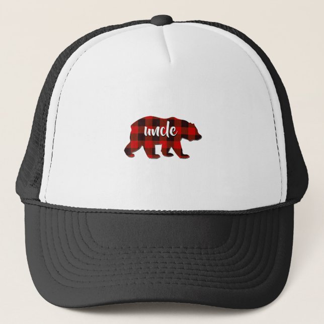 Red Plaid Uncle Buffalo Matching Family Pajama Chr Trucker Hat (Front)