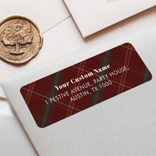 Red Plaid Vintage Heritage Timeless Christmas Return Address Label