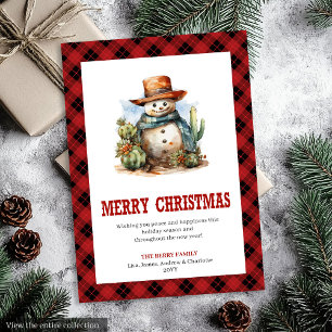 Red Plaid Western Country Christmas Card