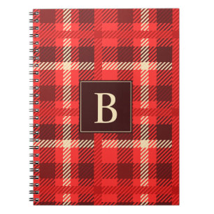 Red Plaid with Custom Monogram Notebook
