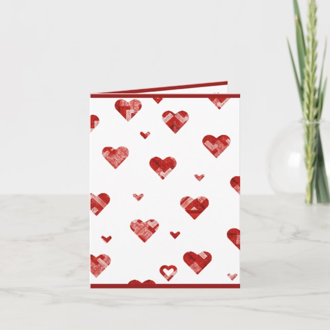 Red Plaided Hearts Design Invitation (Front)