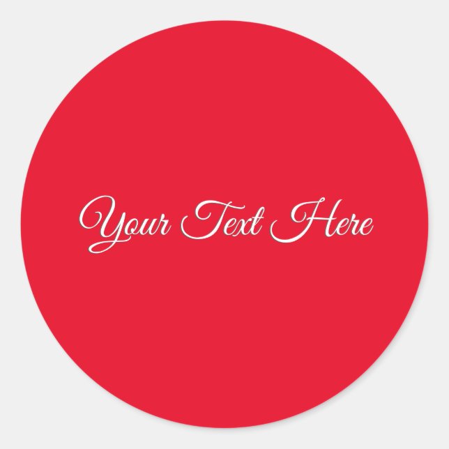 Red Plain Elegant Minimalist Calligraphy Classic Round Sticker (Front)