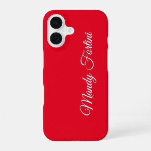 Red Plain Elegant Minimalist Calligraphy iPhone 16 Case