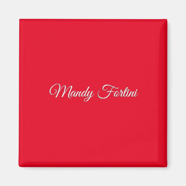 Red Plain Elegant Minimalist Calligraphy Magnet (Front)