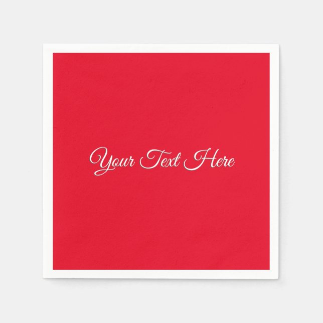 Red Plain Elegant Minimalist Calligraphy Napkin (Front)