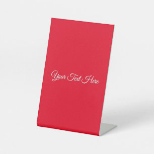 Red Plain Elegant Minimalist Calligraphy Pedestal Sign