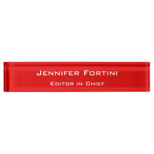 Red Plain Elegant Modern Minimalist Nameplate