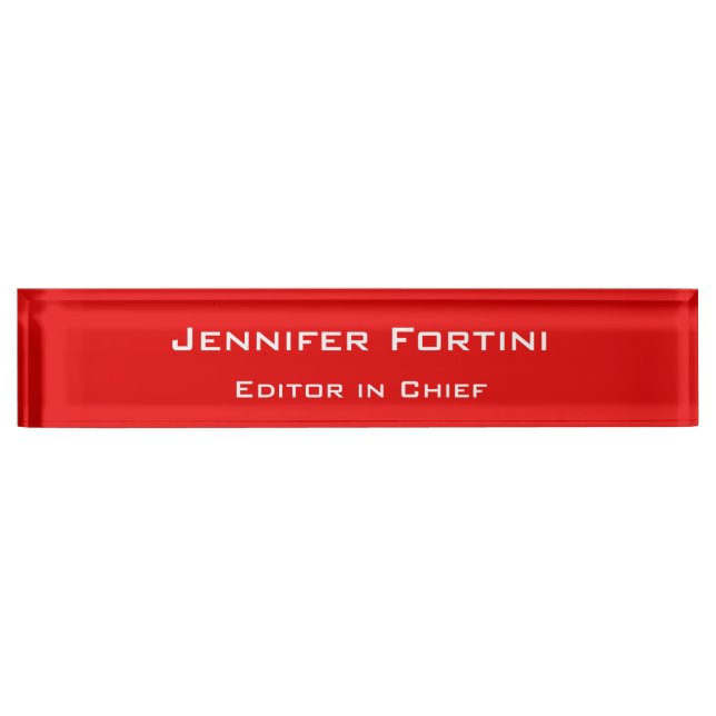 Red Plain Elegant Modern Minimalist Nameplate (Front)