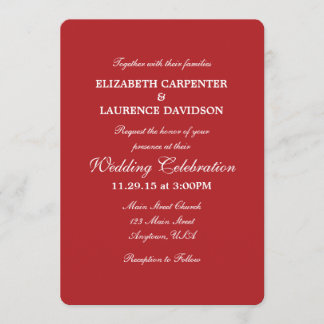 Red Plain Simple Wedding Invitation