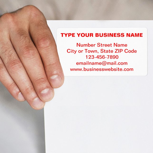Red Plain Text Business Brand on Shipping Label (Shipping label with your business brand in red plain text)