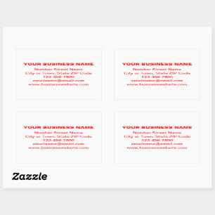 Red Plain Texts Business Brand on White Rectangular Sticker