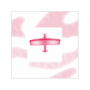 Red Plane Aviation Sky Self Inking Rubber Stamp