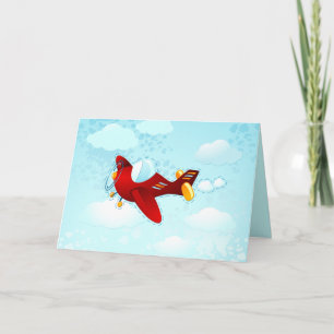 Red plane, greeting card