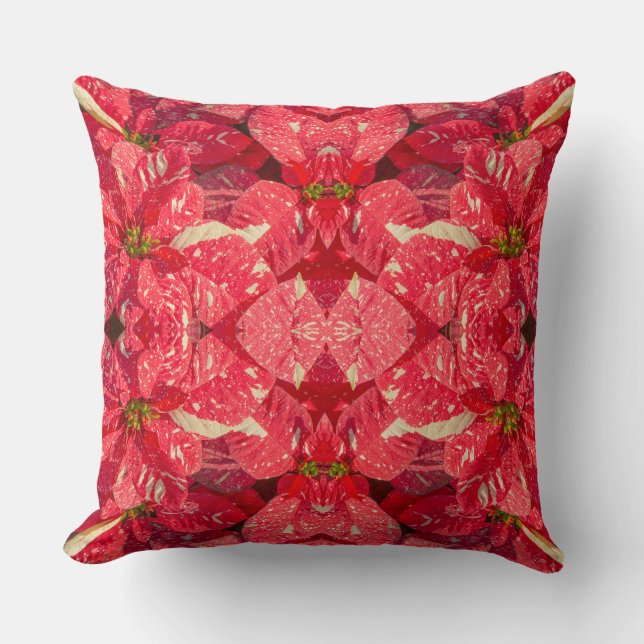 Red plant Poinsettia Flower Cushion (Front)