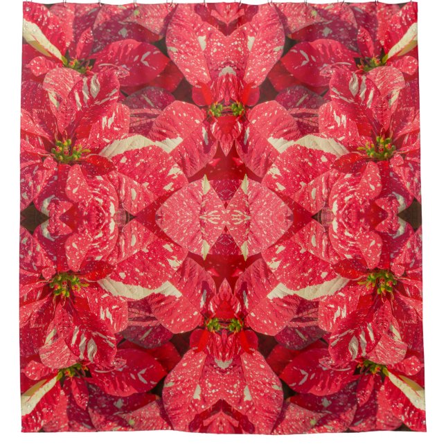 Red plant Poinsettia Flower Shower Curtain (Front)