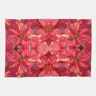 Red plant Poinsettia Flower Tea Towel