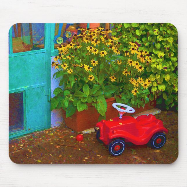 Red Plastic Car Mouse Pad (Front)