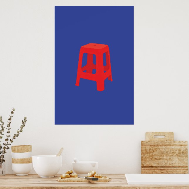 Red Plastic Stool Print  (Kitchen)