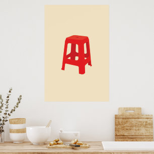 Red Plastic Stool Print 