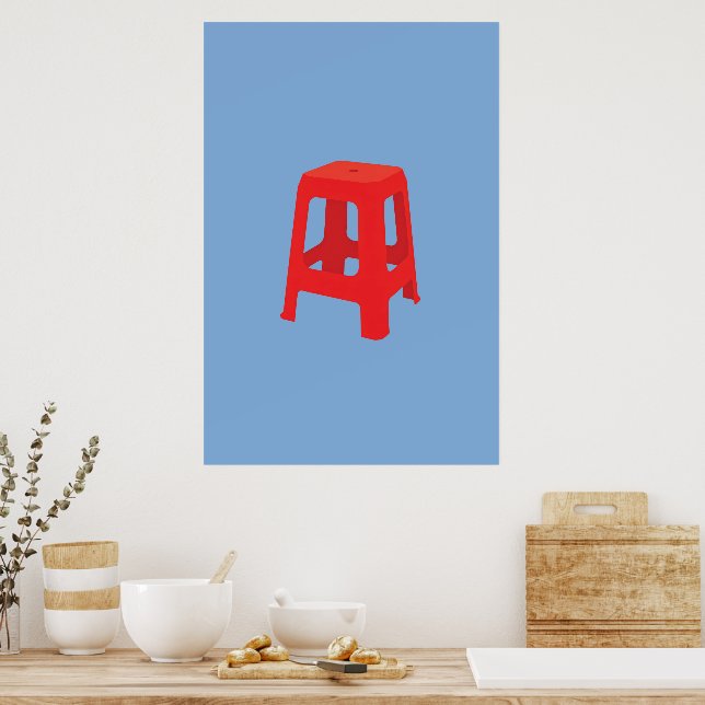 Red Plastic Stool Print  (Kitchen)