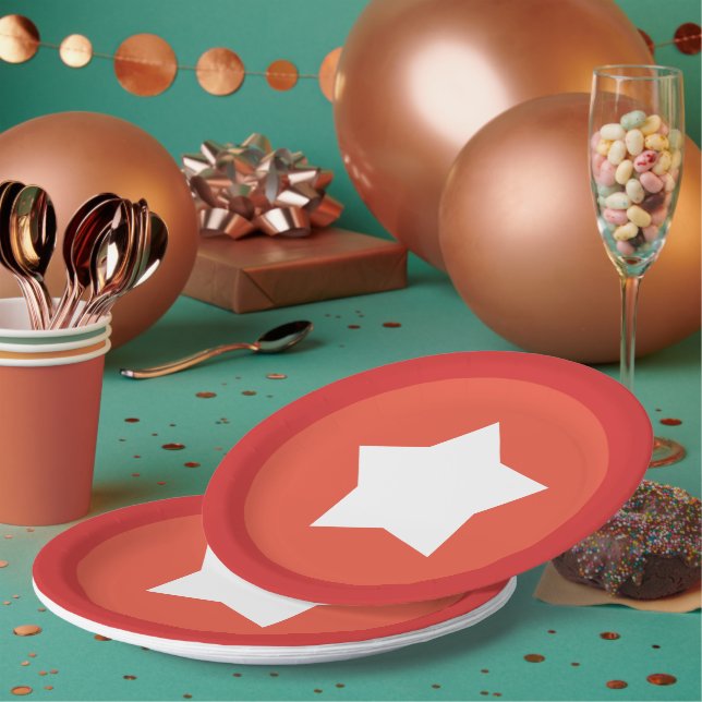 Red Plate with Red Border and Centre White Star (Multi)